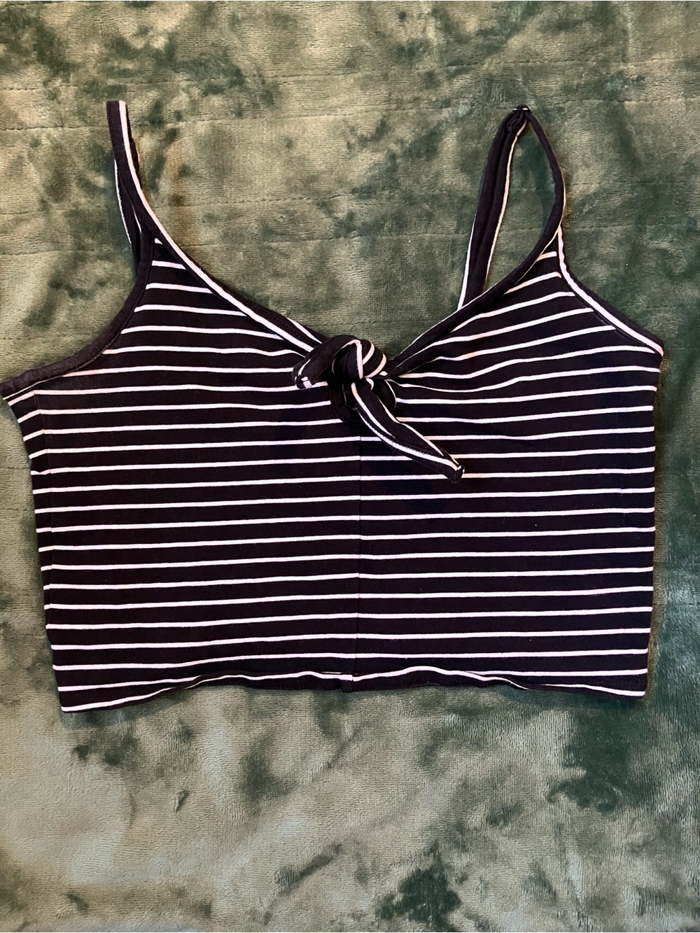 Aeropostale Black & White Striped Knot-Front Cami
